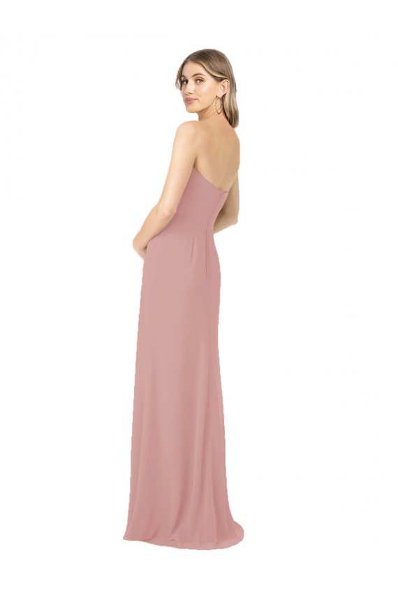 Soft Chiffon Sheath Long Sleeveless Dusty Pink Bridesmaid Dress Cairns