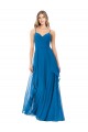 Soft Chiffon A-Line Long Sleeveless Peacock Blue Bridesmaid Dress Cairns