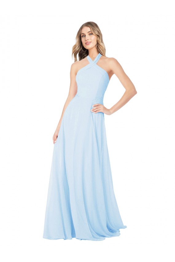 Chiffon A-Line Long Sleeveless Light Sky Blue Bridesmaid Dress / Evening Gowns Cairns