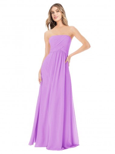Soft Chiffon A-Line Long Sleeveless Violet Bridesmaid Dress Cairns
