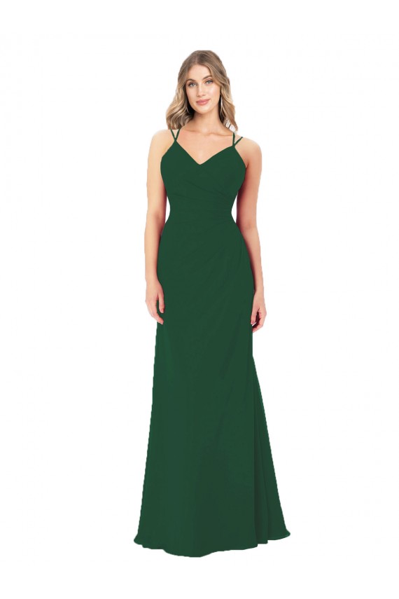 Soft Chiffon A-Line Long Sleeveless Dark Green Bridesmaid Dress Cairns