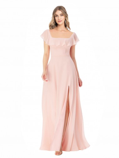 Soft Chiffon Long A-Line Cap Sleeves Formal Dress / Bridesmaid Dress Cairns
