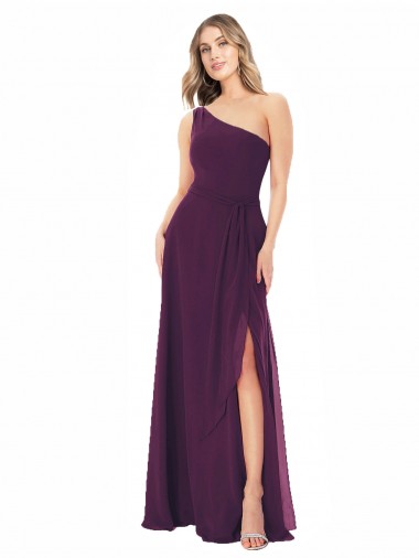 Soft Chiffon A-Line Long Sleeveless Grape Formal Dress / Bridesmaid Dress Cairns