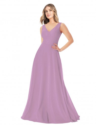 Soft Chiffon A-Line Sleeveless Dark Lavender Bridal Party Dress Cairns