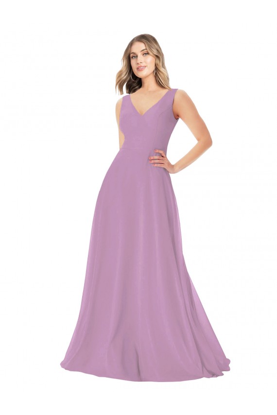 Soft Chiffon A-Line Sleeveless Dark Lavender Bridal Party Dress Cairns
