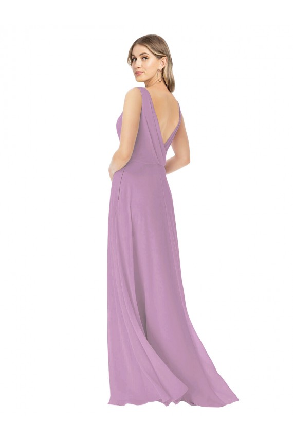 Soft Chiffon A-Line Sleeveless Dark Lavender Bridal Party Dress Cairns