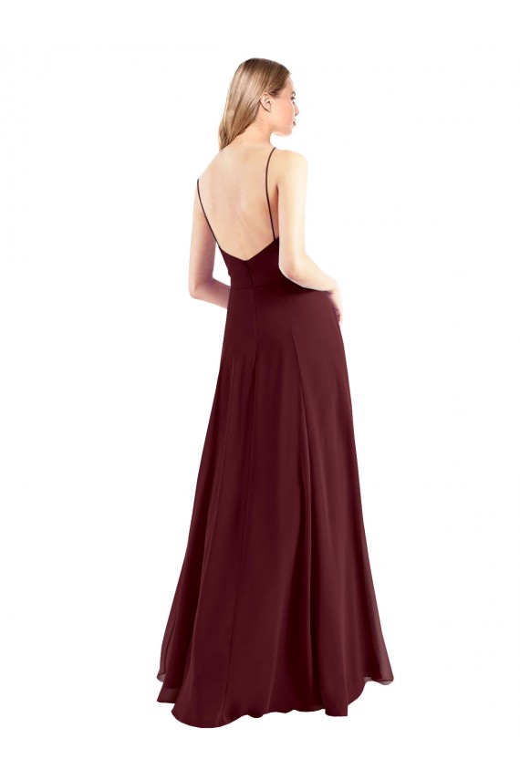 Chiffon A-Line Long Floor Length Sleeveless Low Back Side Slit Bridesmaid Dresses Cairns