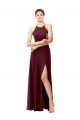 Soft Chiffon A-Line Long Sleeveless Criss Cross Back High Side Slit Bridesmaid Dresses Cairns