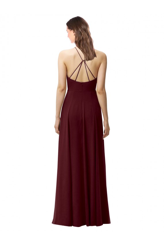 Soft Chiffon A-Line Long Sleeveless Criss Cross Back High Side Slit Bridesmaid Dresses Cairns