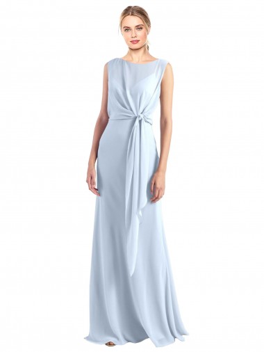 Chiffon A-Line Long Sleeveless Light Sky Blue Keyhole Back Bridesmaid Dress / Evening Gowns Cairns