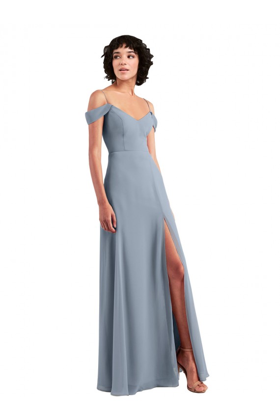 Chiffon A-Line Long Sleeveless High Side Slit Bridesmaid Dresses Cairns