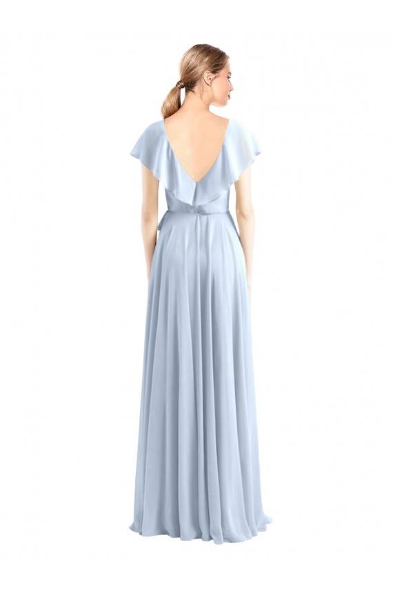 Soft Chiffon A-Line Flutter Sleeves Royal Blue Bridesmaid Dress Cairns