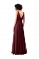 Soft Chiffon A-Line Long Sleeveless Burgundy Gold V-Back Bridesmaid Dress Cairns