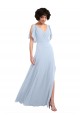 Soft Chiffon A-Line Long Split Sleeves V-Back Bridesmaid Dresses Cairns