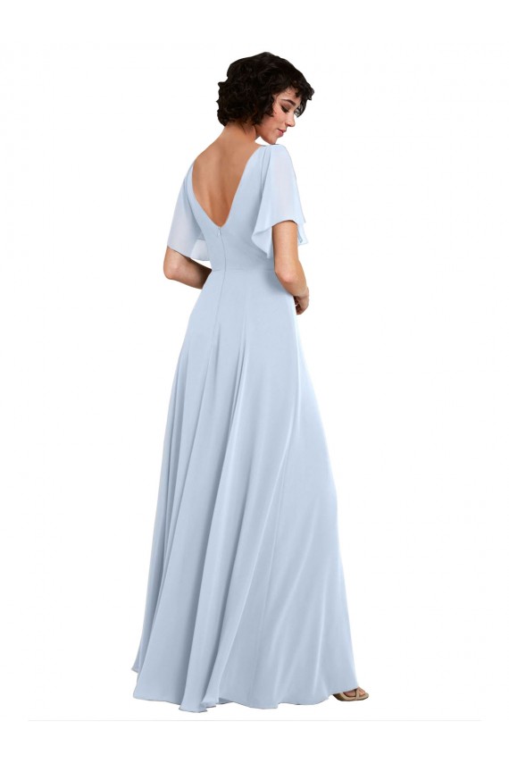 Soft Chiffon A-Line Long Split Sleeves V-Back Bridesmaid Dresses Cairns
