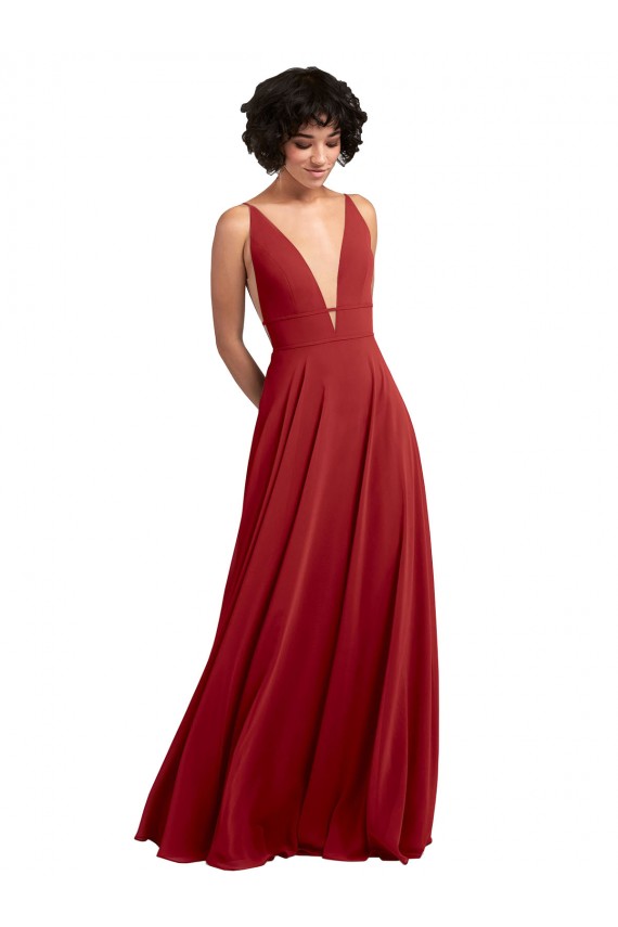 Lxue Chiffon A-Line Long Sleeveless V-Back Bridesmaid Dress Cairns