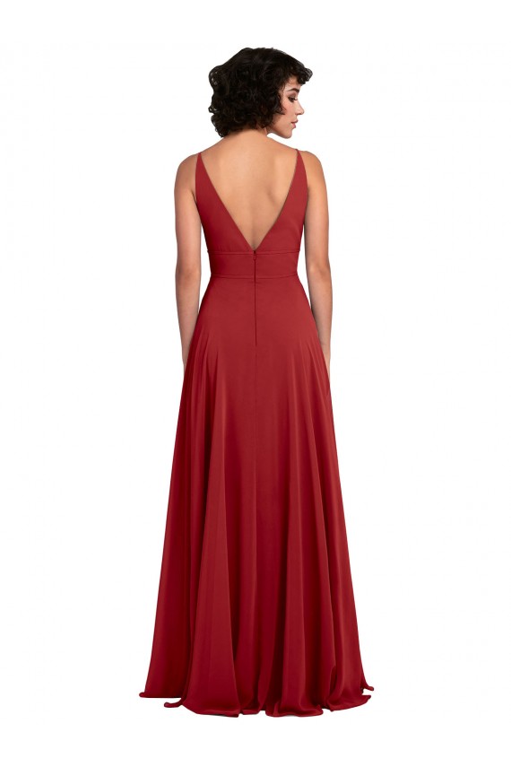 Lxue Chiffon A-Line Long Sleeveless V-Back Bridesmaid Dress Cairns