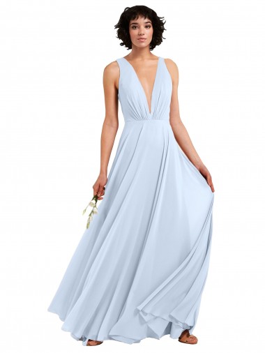 Soft Chiffon A-Line Long Light Sky Blue Bridesmaid Dresses Cairns