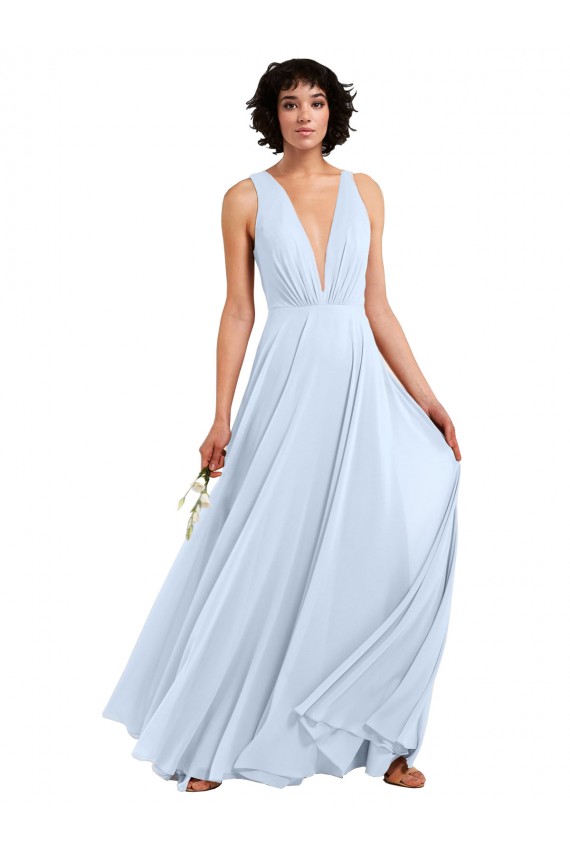 Soft Chiffon A-Line Long Light Sky Blue Bridesmaid Dresses Cairns