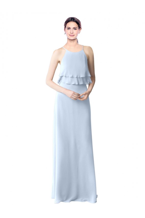 Soft Chiffon A-Line Long Sleeveless Light Sky Blue Bridesmaid Dresses Cairns