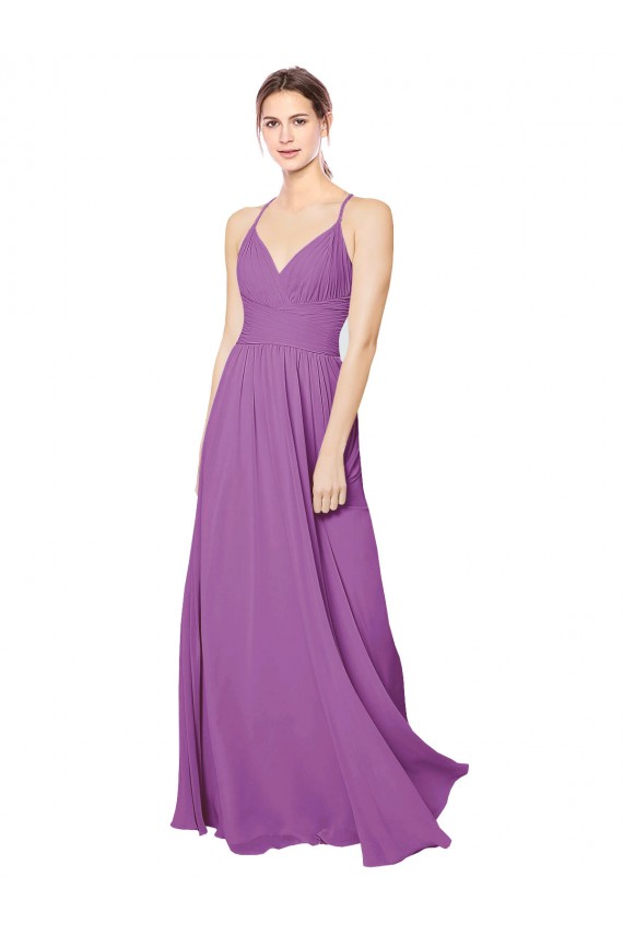Soft Chiffon A-Line Long Sleeveless Criss Cross Back Dahlia Bridesmaid Dresses Cairns