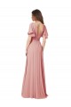 Soft Chiffon A-Line Long Flutter Sleeves V-Back Bliss Pink Bridesmaid Dresses Cairns