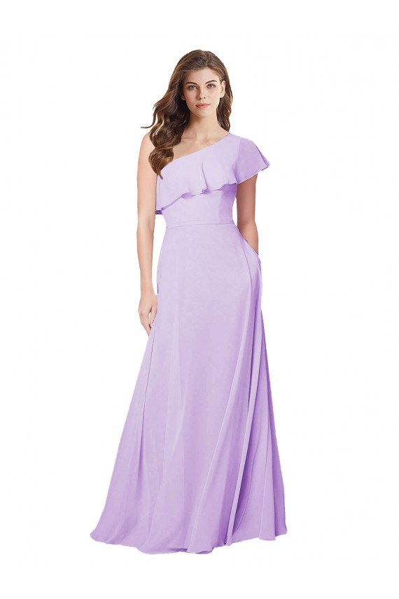 Soft Chiffon A-Line Long Sleeveless Lilac Bridesmaid Dress Cairns