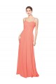 Soft Chiffon A-Line Long Coral Open Back Bridesmaid Dress Cairns