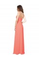 Soft Chiffon A-Line Long Coral Open Back Bridesmaid Dress Cairns
