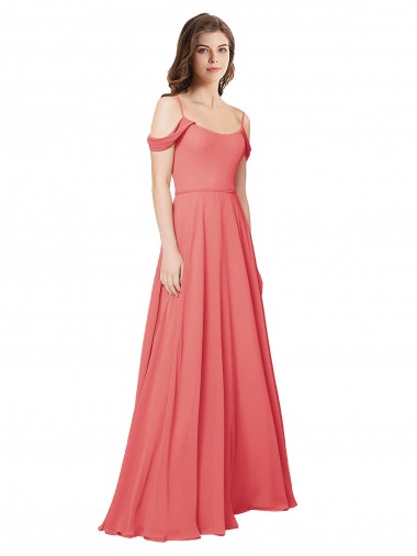 Soft Chiffon A-Line Long Sleeveless Desert Rose Low Back Bridesmaid Dress Cairns