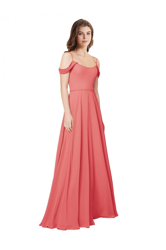 Soft Chiffon A-Line Long Sleeveless Desert Rose Low Back Bridesmaid Dress Cairns