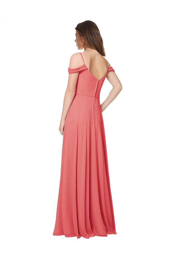 Soft Chiffon A-Line Long Sleeveless Desert Rose Low Back Bridesmaid Dress Cairns
