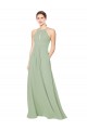 Soft Chiffon A-Line Long Sleeveless Smoke Green Keyhole Back Bridesmaid Dress Cairns
