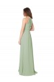 Soft Chiffon A-Line Long Sleeveless Smoke Green Keyhole Back Bridesmaid Dress Cairns