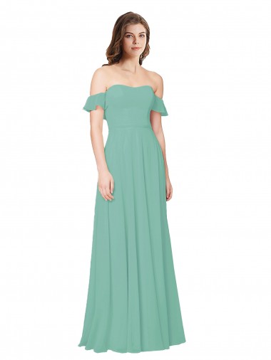 Soft Chiffon A-Line Long Flounce Sleeves Open Back Bridesmaid Dress Cairns