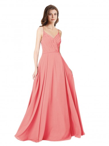 Soft Chiffon A-Line Long Sleeveless Criss Cross Open Back Bridesmaid Dress Cairns