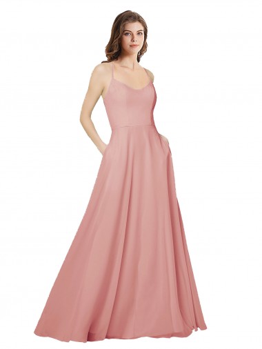 Soft Chiffon A-Line Long Sleeveless Criss Cross Open Back Bliss Pink Bridesmaid Dresses Cairns