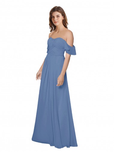 Soft Chiffon A-Line Long Flutter Sleeves Open Back Bridesmaid Dress Cairns