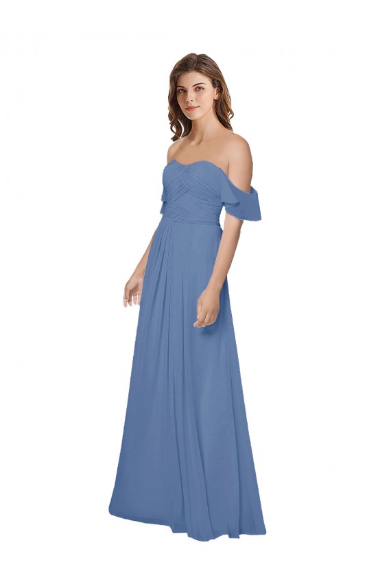 Soft Chiffon A-Line Long Flutter Sleeves Open Back Bridesmaid Dress Cairns