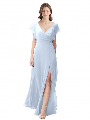 Soft Chiffon A-Line Long Flutter Sleeves Open Back Bridesmaid Dress / Formal Dress Cairns