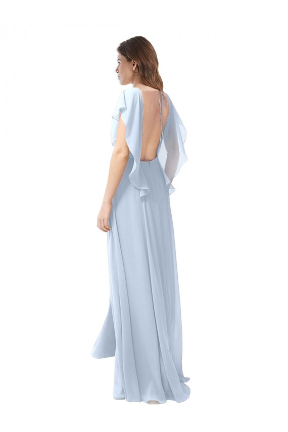 Soft Chiffon A-Line Long Flutter Sleeves Open Back Bridesmaid Dress / Formal Dress Cairns
