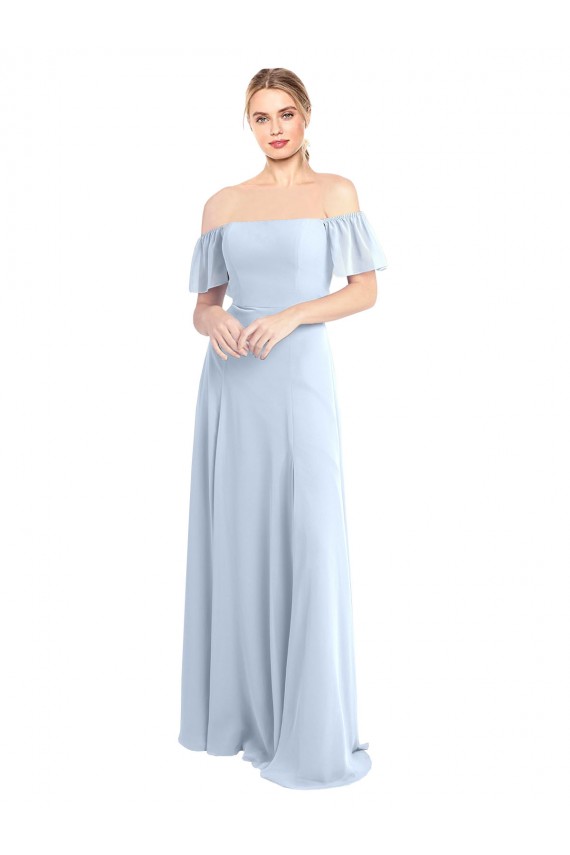 Soft Chiffon A-Line Long Flutter Sleeves V-Back Formal Dress / Bridesmaid Dress Cairns