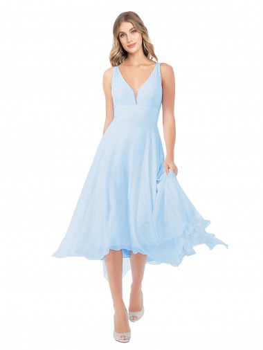 Soft Chiffon A-Line Midi Length Sleeveless Keyhole Back Bridesmaid Dress Cairns