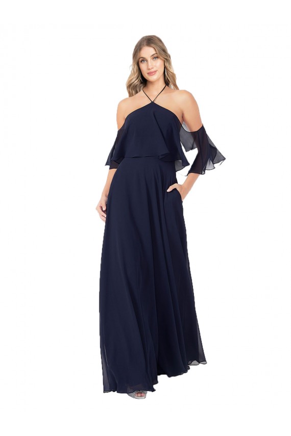 Soft Chiffon A-Line Long Flutter Sleeves Formal Dress / Bridesmaid Dress Cairns
