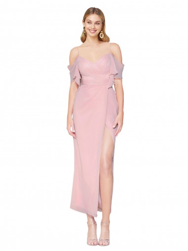 Soft Chiffon Mermaid Knee Length Cold Shoulder Formal Evening Gown / Prom Dress / Bridesmaid Dress Cairns