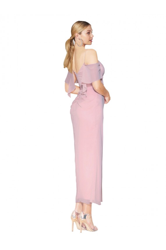 Soft Chiffon Mermaid Knee Length Cold Shoulder Formal Evening Gown / Prom Dress / Bridesmaid Dress Cairns