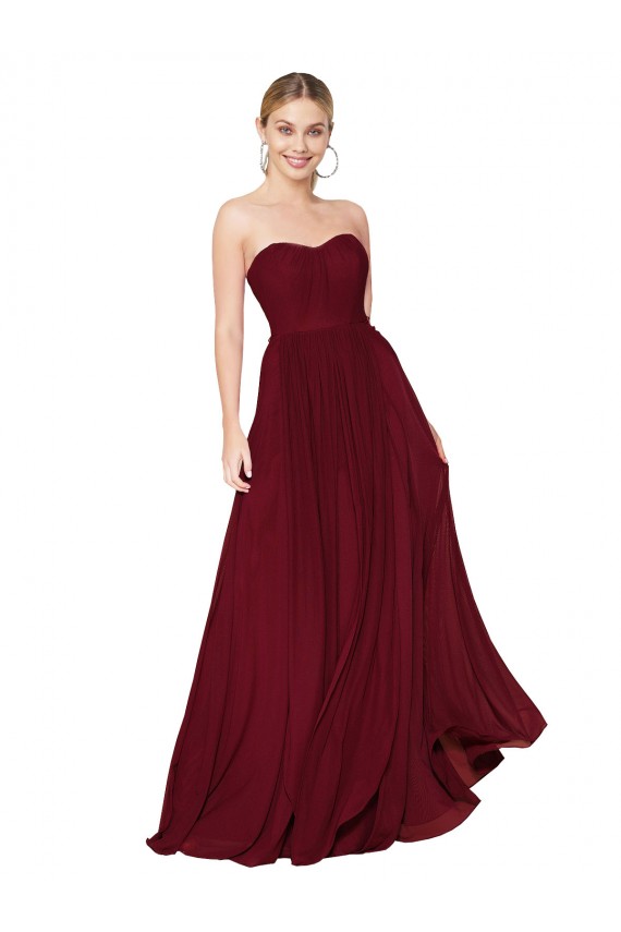 Soft Chiffon A-Line Long Sleeveless Burgundy Prom Dresses Cairns