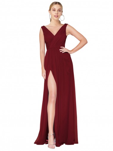 Soft Chiffon A-Line Long Sleeveless V-Back Black Tie Evening Gown / Prom Dress / Bridesmaid Dress Cairns