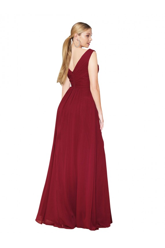 Soft Chiffon A-Line Long Sleeveless V-Back Black Tie Evening Gown / Prom Dress / Bridesmaid Dress Cairns
