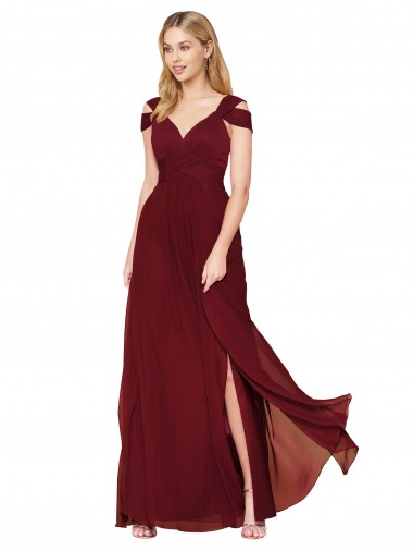Soft Chiffon A-Line Long Sleeveless Side Slit Prom Dresses Cairns